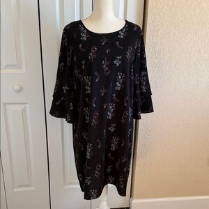 Attention Black Floral Long Sleeve Dress